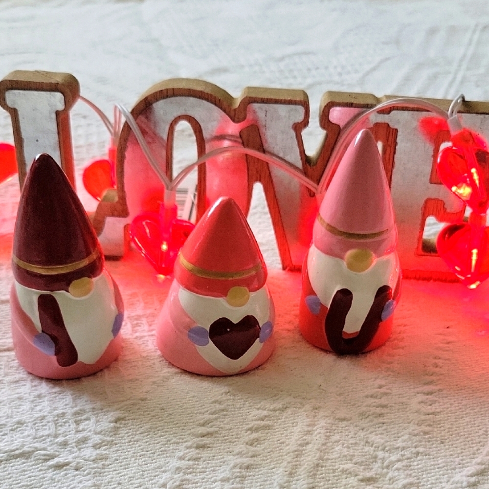 Ceramic Gnome Figurines with Love Sign